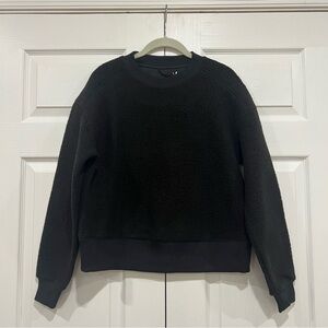 Everlane The Renew Fleece Oversized Crew Black Womens Size XXS